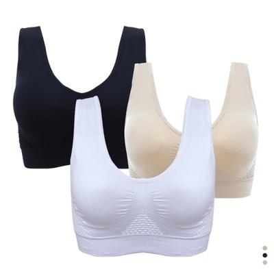 Plus Size Dam Stötsäker Andas Trådlös Push-up Väst BH Sport Underkläder