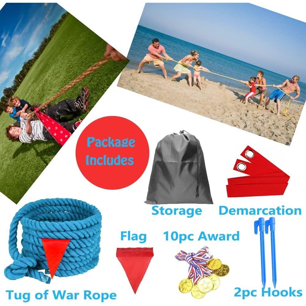 Tug of a War Rope for Kids Adults Tag o War Ropes with Flag for Outdoor Outside Carnival Lawn Field Team Building Game School