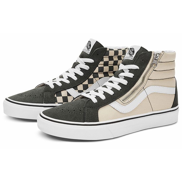 Vans Sk8 Reissue Side Zip High Top Skate Shoes Unisex Sneakers Milk-Tea VN0007NZTWH