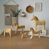 Animal Room Decor Horse Rabbit Cat Giraffe Wooden Sculptures DIY Painted Materials Craft  Decor Handmade Figurine Gifts