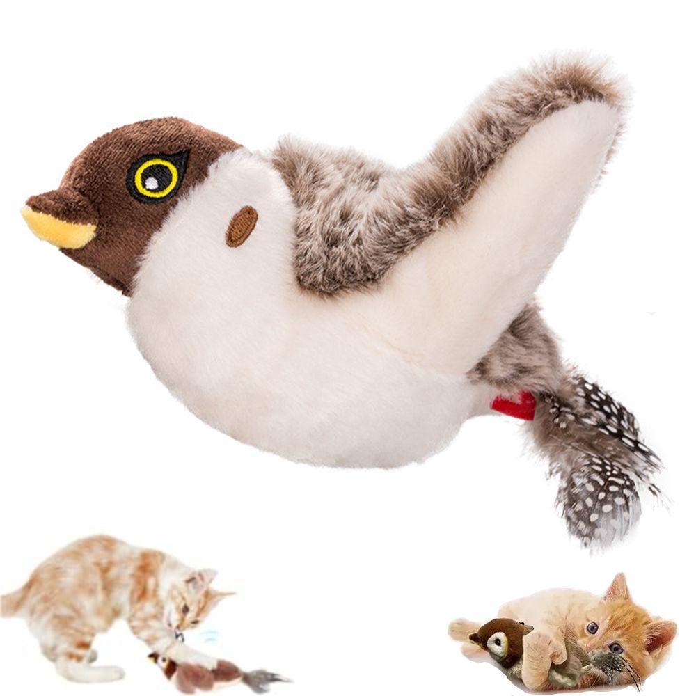 Hangable Interactive Flying Bird Cat Toys Electronic Pet Simulation Sparrow Toy  for Indoor Cats