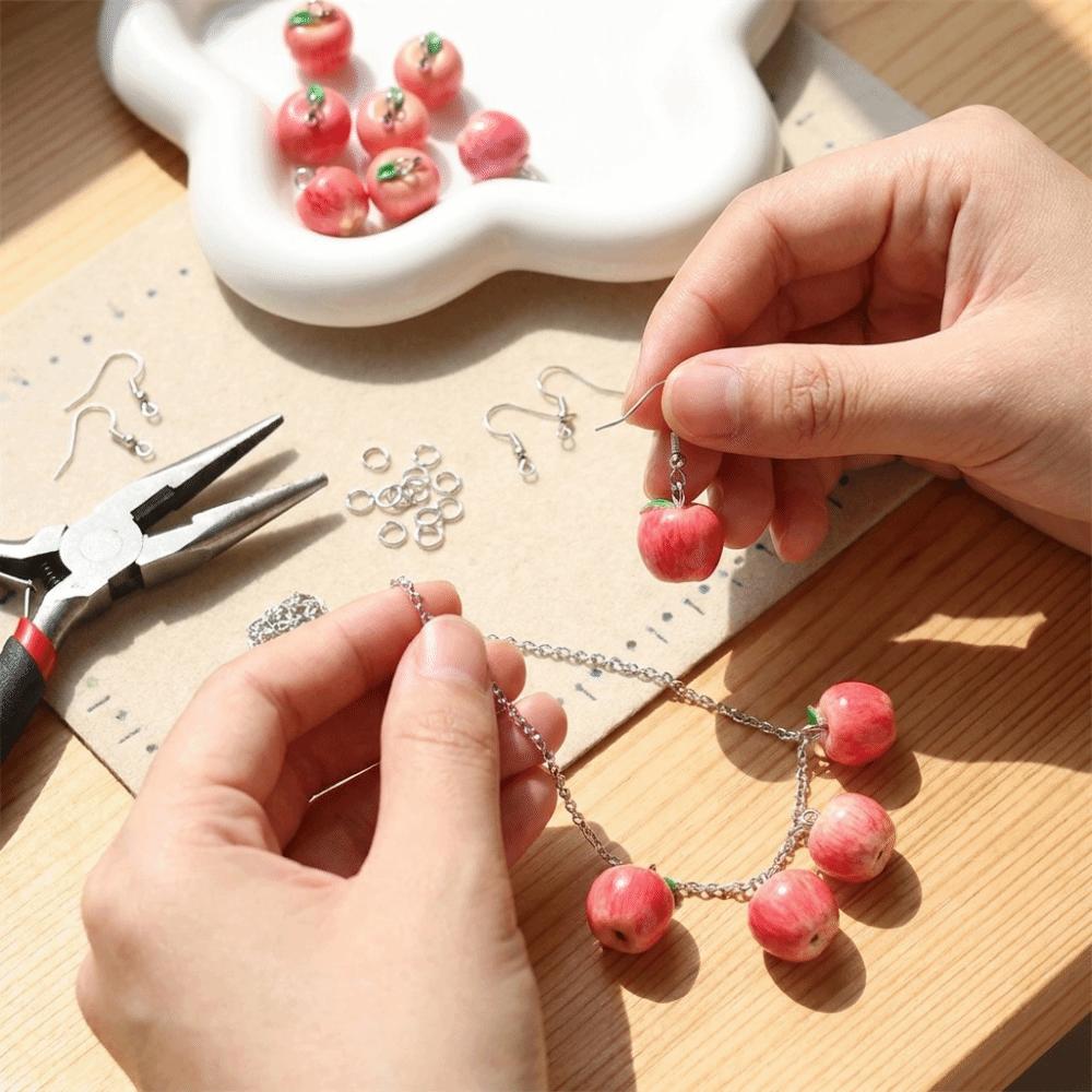 10PCS/SET 3D Simulation Fruit Charms Pendant Handmade Pippin Orange Resin Spacer Loose Beads Small Peeled