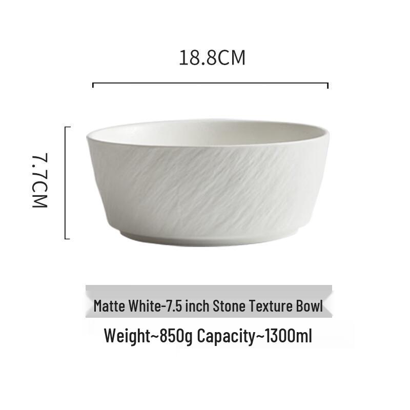 De ou Xingguang 7.5-inch Rock Pattern Ceramic Soup Bowl