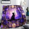 Black Cat Print Flannel Blanket, High Quality Comfortable for All Seasons, Home Decor, Warmth and Comfort, Perfect for Christmas Gifts