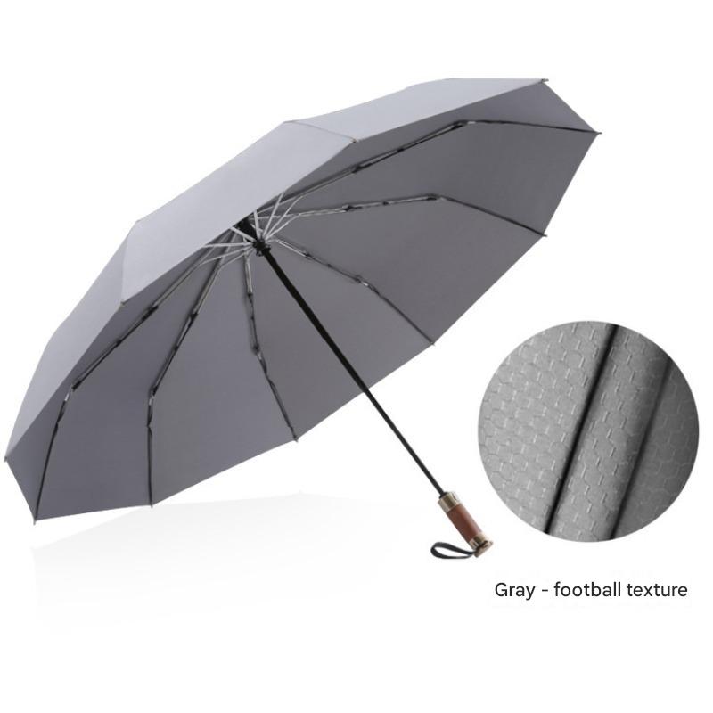 Fully Automatic Three-fold Wooden Handle Large Umbrella Men s Business High-end Reinforced Storm-resistant Gift Umbrella серый