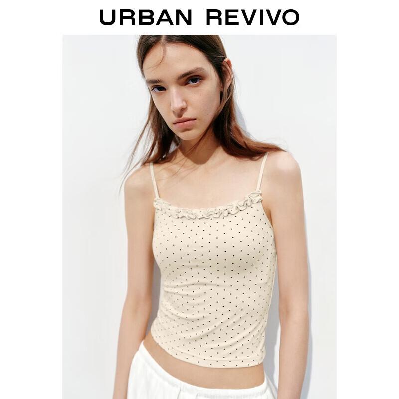 Женская приталенная майка в горошек с рюшами UR M