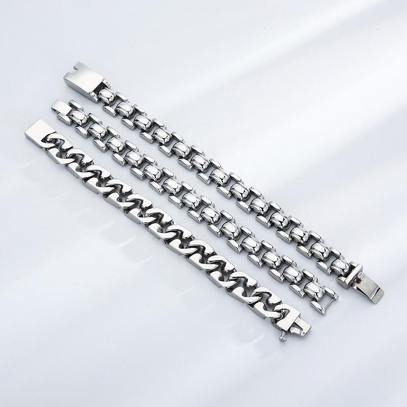 Punk Polished Stainless Steel Men's Geometric Bracelet – Fade Resistant