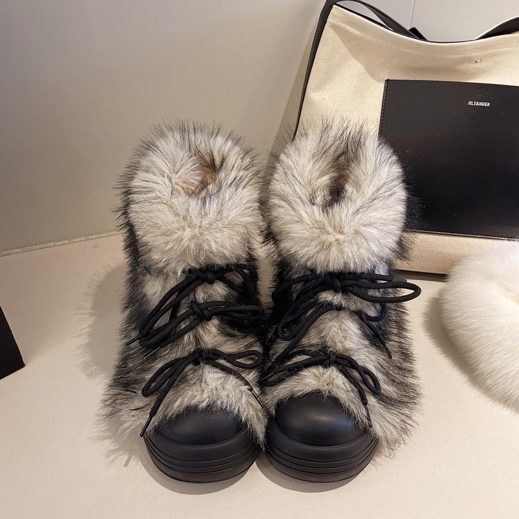 [Fanfna] Thick-soled Inner Height-increasing Fur Snow Boots Women's 2025 Autumn and Winter New Velvet Thickened Warm Cotton Shoes