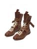 Cowhide Version~ Retro Matte Niche Martin Boots Lace-up Boxing Boots Round Head Short Boots Women's Versatile Mid-tube Western Women