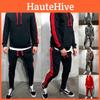Mens Running Tracksuit Set With Hooded Jacket And Adjustable Waistline Pants For Activewear