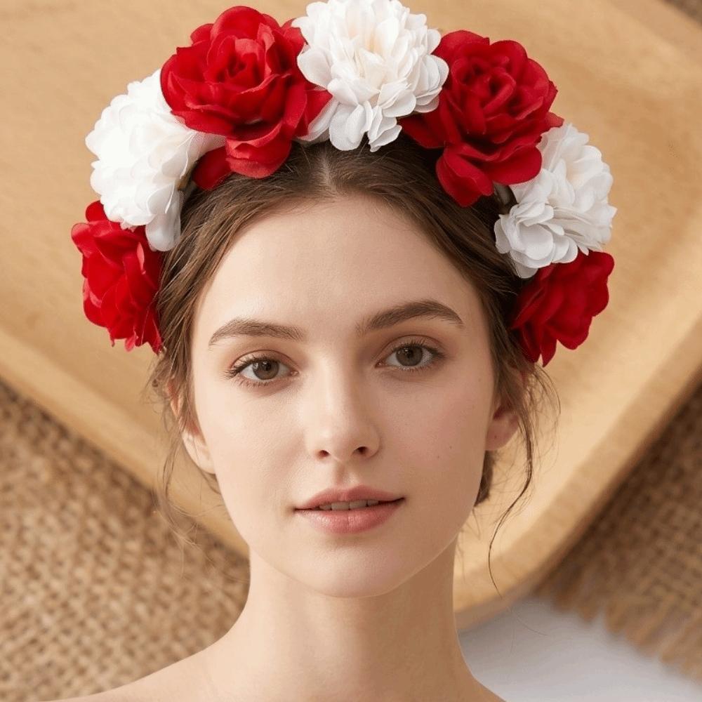 Vintage Floral Headband Romantic Bohemian Hair Accessories Colorful Artificial Flower Crown  Party