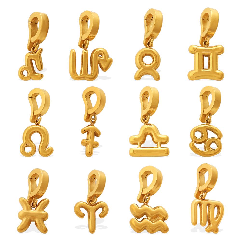 Summer Seaside Vacation Wind Golden Twelve Constellations Bikini Buckle Pendant Gold-plated DIY Accessories