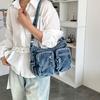 Retro denim tote bag women's casual shoulder bag