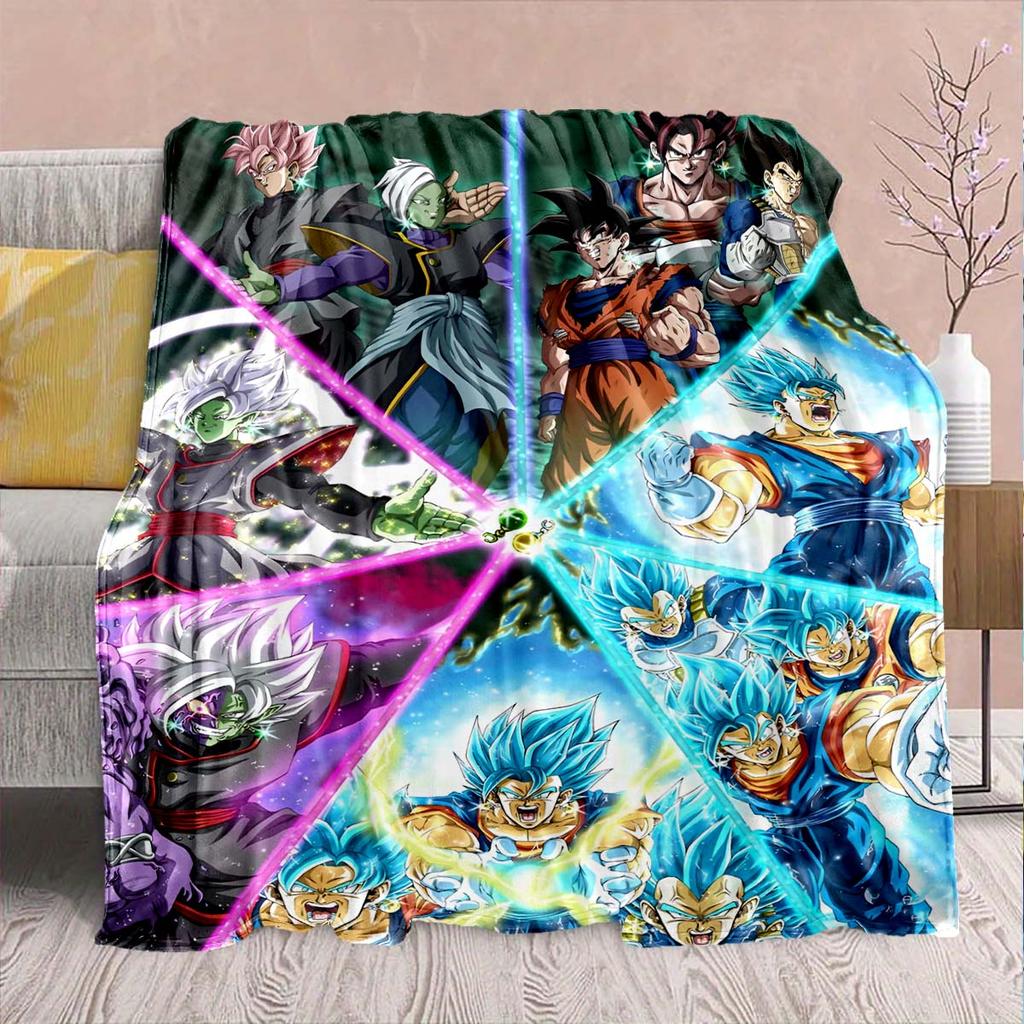 Dragon Ball Anime Flannel Blanket - Soft Warm Perfect for Sofa, Bedding Camping Travel Office Home Decor -QJY