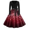Women's Fashion V-Neck Relaxed-Fit Christmas Print Long-Sleeved Dress