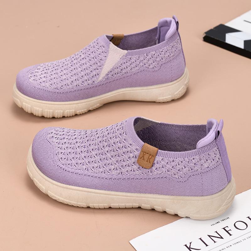 Summer Fly Woven Shoes Women's Single Shoes Women's Breathable Mother Round Head Low-top Cloth Shoes