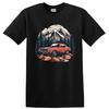 Vintage Car Mountains Adventure T Shirt Retro Classic Tee Nature Scenic Design