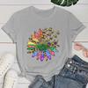 (Premium T-shirt)Funny Lgbt Sunflower Butterfly Print T-Shirts For Women Summer Round Neck Tee Shirt Femme Fashion Casual Top