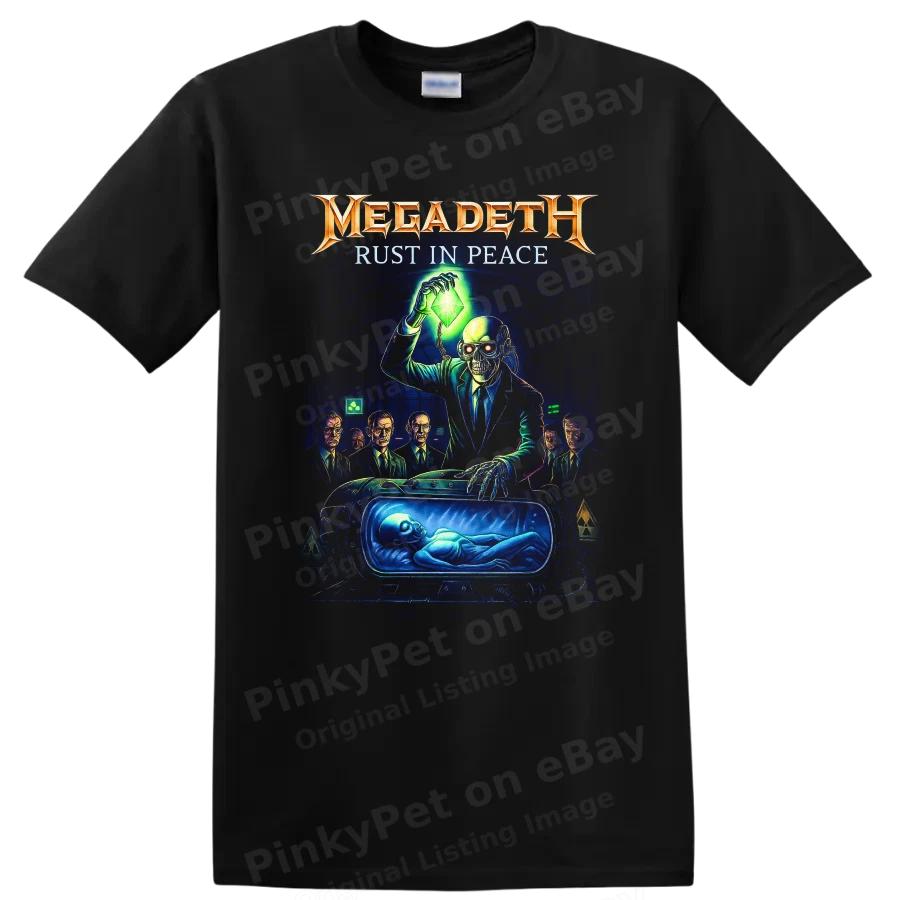 Rust In Peace T-Shirt Heavy Metal Sci-Fi Alien Design Retro Tee