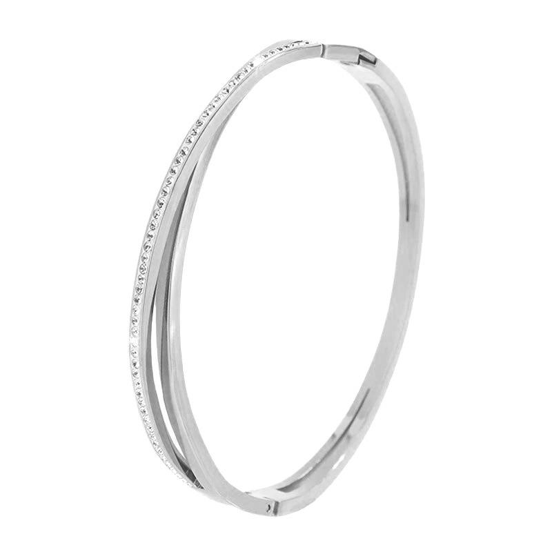 Starry Sky Silver Titanium Steel Bracelet for Women - High-End, Versatile, Full Diamond, Non-Fading Fashion Accessory