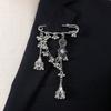 Bohemian Rhinestone Flower Tassel Brooch for Women - Exotic Style Suit Coat Pin