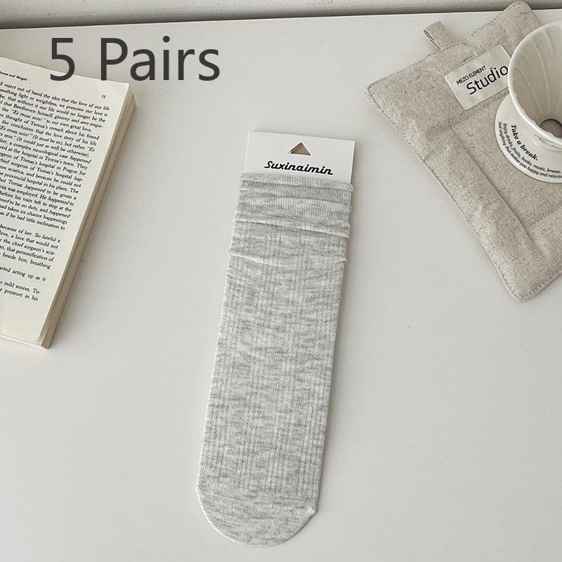 

5 пар женских летних тонких стильных дышащих однотонных носков-трубочек Moon Socks 5 Pairs серый