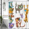 Kreskówkowy kolorowy dziwaczny kot zasłona prysznicowa, dekoracyjna zasłona prysznicowa do łazienki, wodoodporna zasłona prysznicowa z haczykami