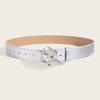 Punk PU Waist Belt for Jean Rock and Roll Hip Hop Studded Belt Waistband Glinting Buckle with Encrusted Rhinestones