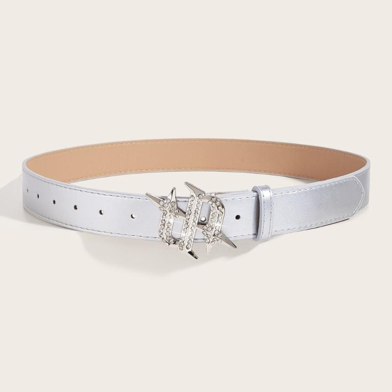 Punk PU Waist Belt for Jean Rock and Roll Hip Hop Studded Belt Waistband Glinting Buckle with Encrusted Rhinestones