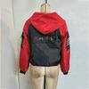 Women's Letter Printed Color Blocking Loose Hooded Long Sleeve Jacket