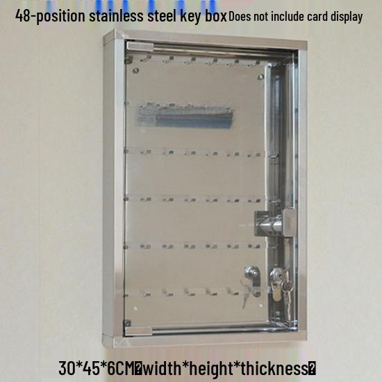 Wall-Mounted Stainless Steel Key Box with Tempered Glass and Lock for Car Key Management