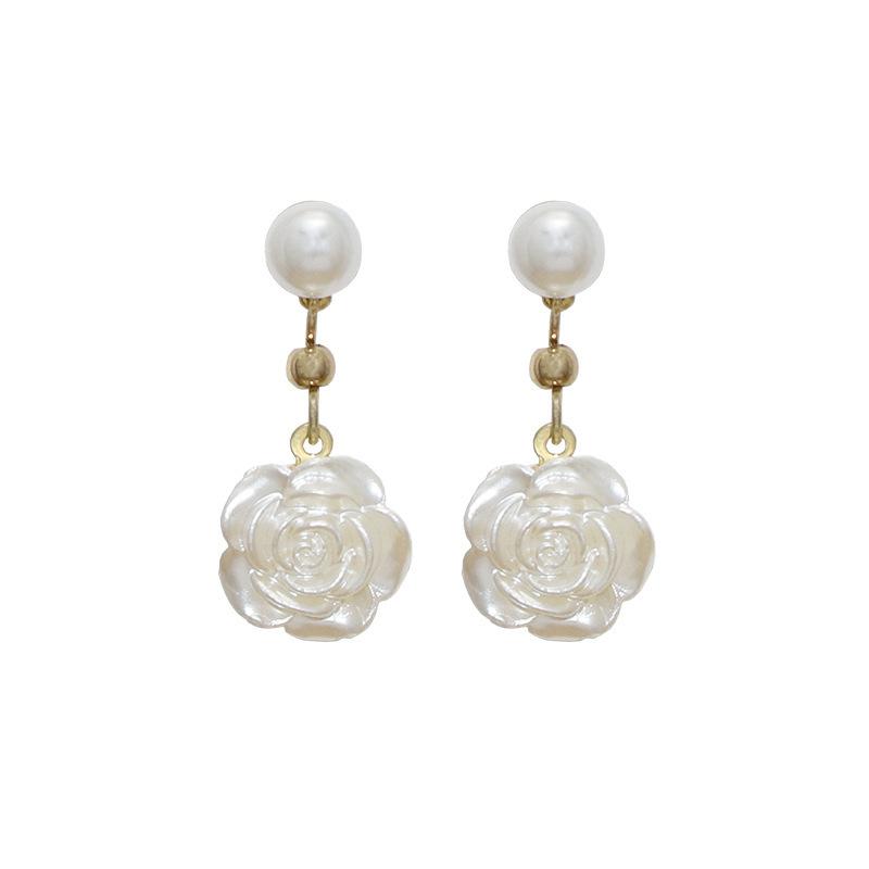 Rose Earrings Natural Freshwater Pearl Earrings 18K Korean Version Small Fresh and Sweet Flower Stud Earrings Ins Women 2026
