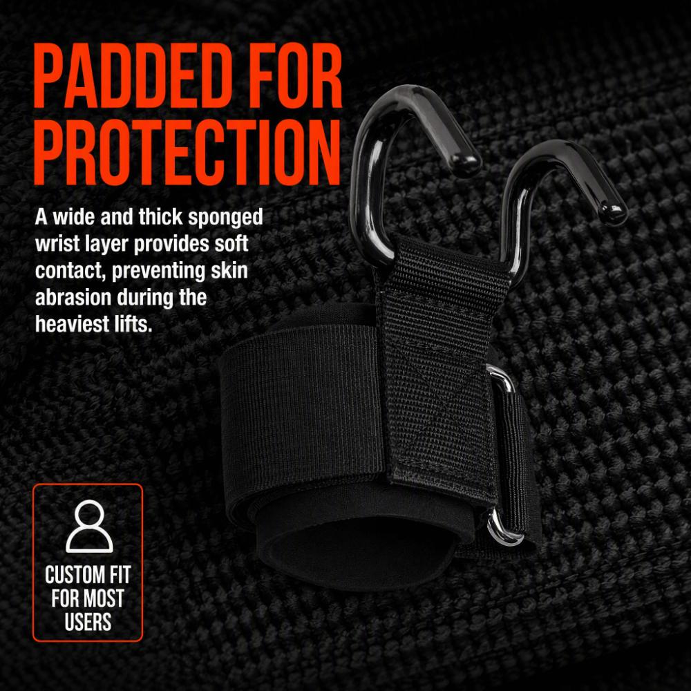 2pcs Heavy Duty Strap Lifting Hook Strap Adjustable Wrist Strap Pull Up Hook Gym Workout