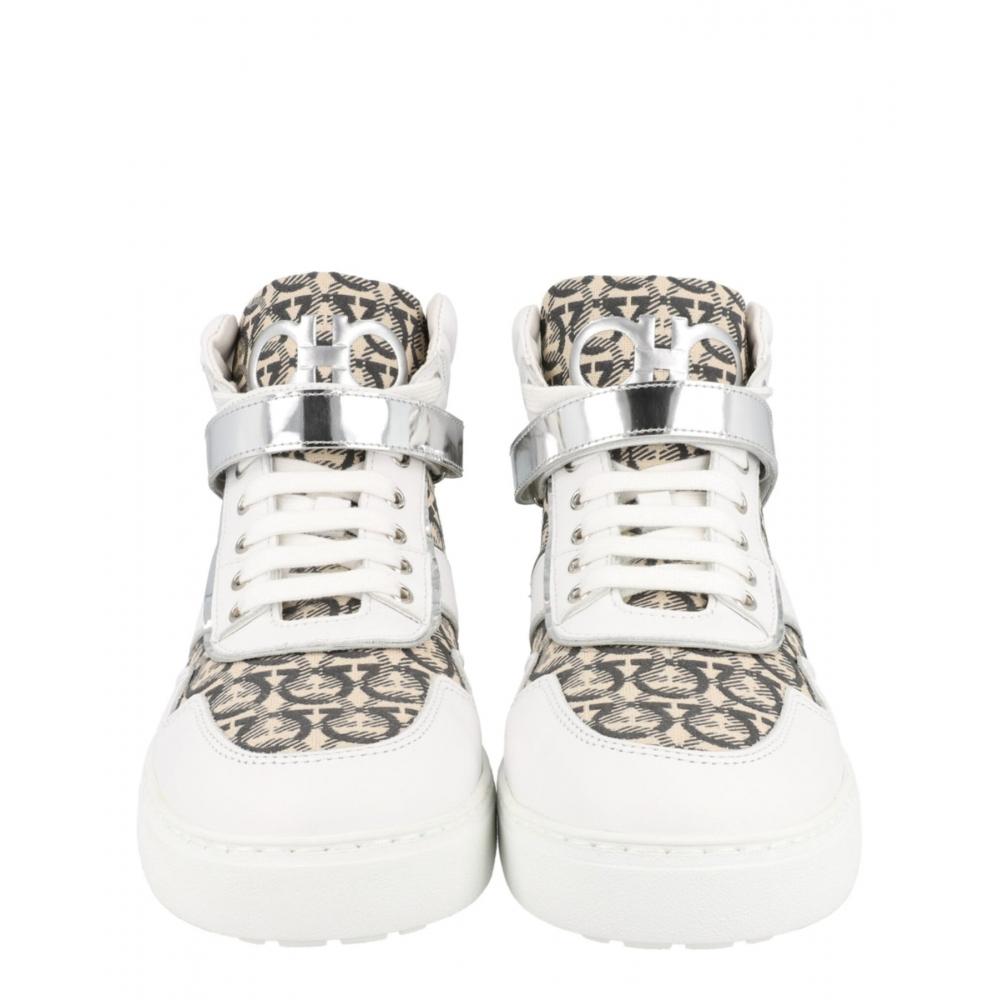 Salvatore Ferragamo Noe High Top Sneakers White