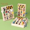 LED Light Switch Busy Board Toddler Light-up Switch Control Wooden Board Toy Portable Travel Fine Motor Skills Kids Early Educational Learning