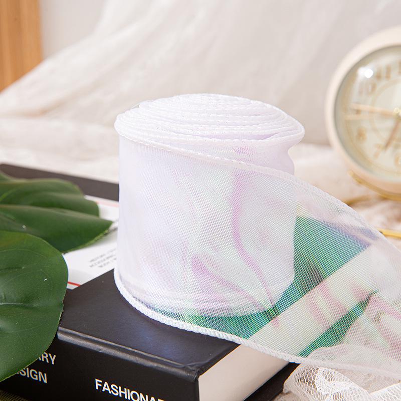 4cm x 10 Yards Iridescent Fishtail Yarn Ribbon, Polyester Lace Tulle for Floral Art & Baking.