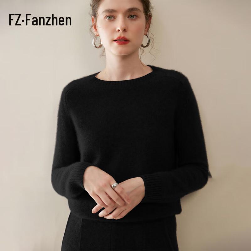 Fanzhen Women's 100% Cashmere Round Neck Pullover Sweater