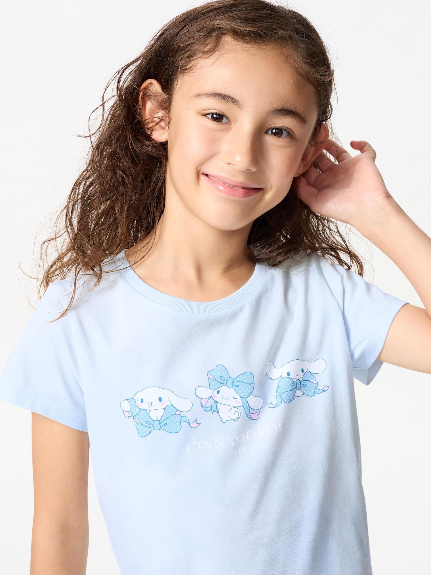 

Uniqlo Футболка Sanrio CroppeD UT Graphic для девочек с коротким рукавом D 60 LIGHT BLUE/KIDS 150
