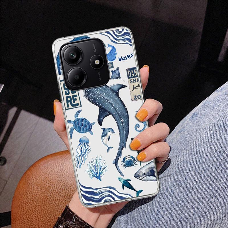 

Ocean Starfish Sea Turtle Shark Phone Case For Xiaomi Redmi Note 15 14 13 12S 12 11 Pro Plus 14S 11S 11E 10 10S 11T 5G Personali Redmi Note 13 4G