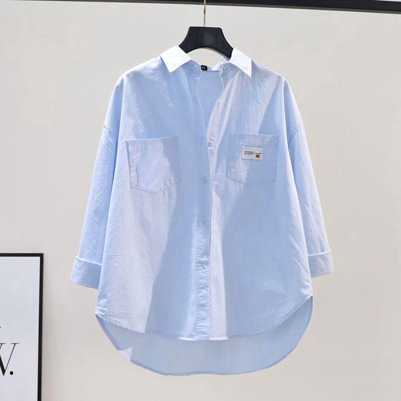 Pure Cotton Shirt Tops for Women Spring and Summer New Korean Style Loose and Versatile Cardigan Shirt
