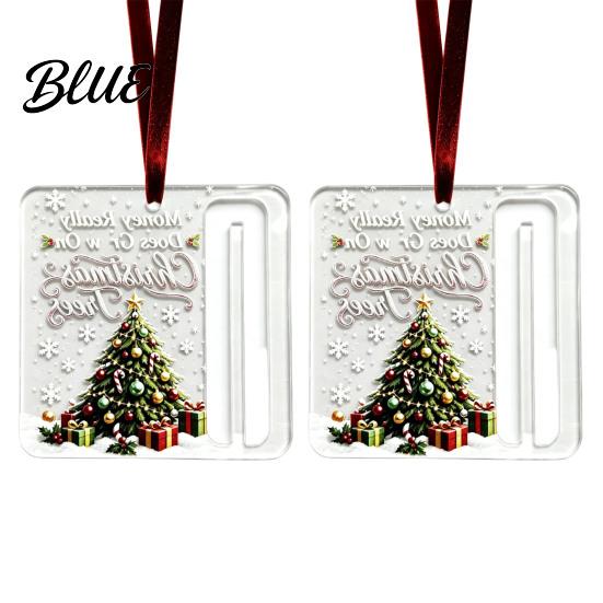Christmas Tree Decorations Decor with Ornament Acrylic Gift Holder 2Pcs Cash Money Hanging Unique Holiday