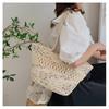 New Summer High-capacity French Grass Woven Bag Seaside Vacation Beach Single Shoulder Bag Hollowed Out Cotton Thread Woven Bag