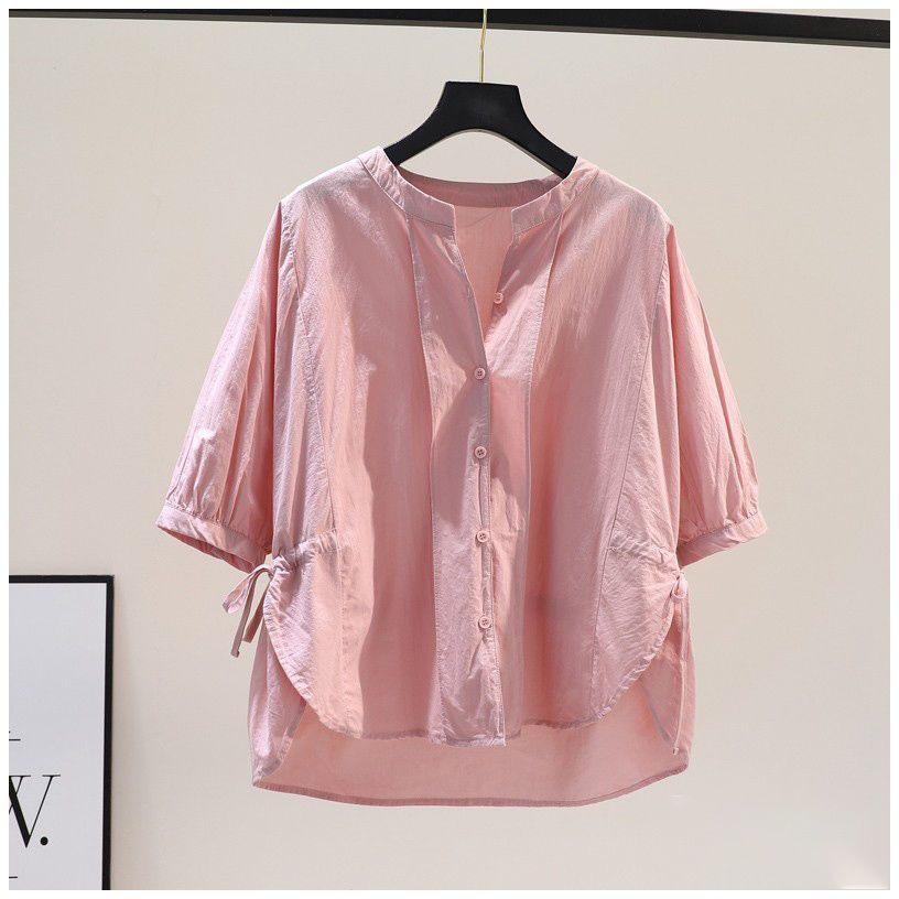 Women's Summer Casual Ruched Short Sleeve Blouse - Slim Fit, Plus Size