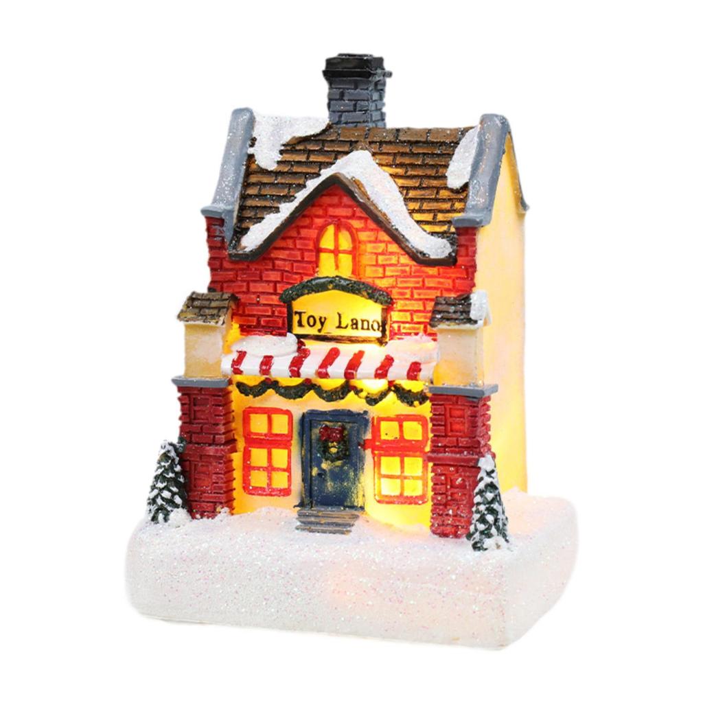 Lighted Up Christmas Village House Gift Decors LED Lighted Christmas Village for Home Indoor Outdoor Bookshelf Office Cabinet