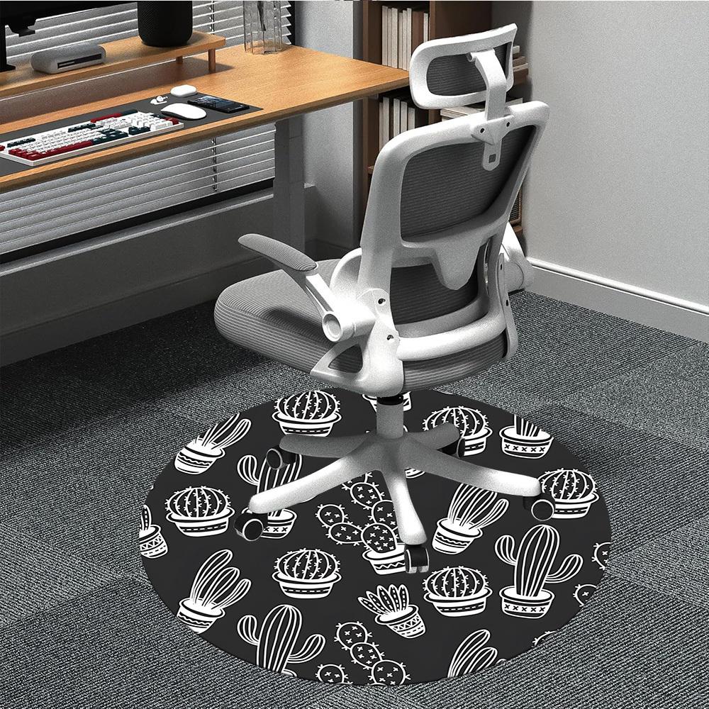 

1PC Cactus Pattern Chair Carpet for Office, Indoor Non-Slip Washable Carpet, Soft Comfortable Mat For Office Room yy250930268 80cm by 80cm