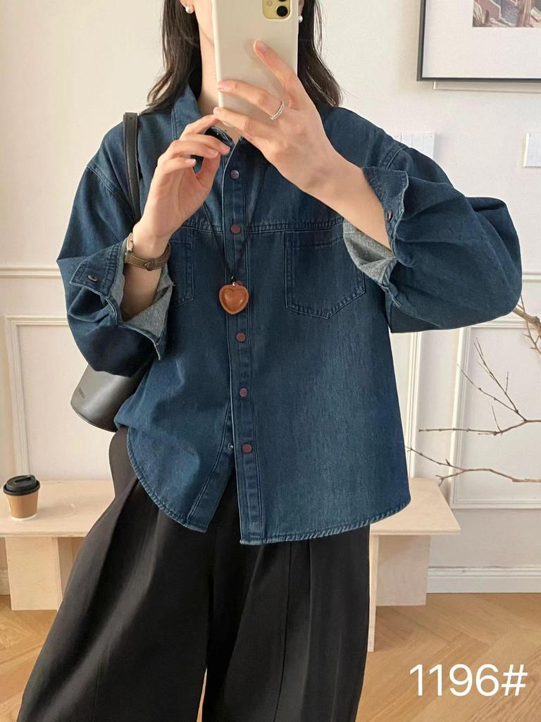 2026 Early Spring Women's High-End Korean Brushed Denim Shirt Jacket