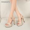 Women's Platform Stiletto Heels Open Toe Ankle Strap Fashion Sandals Non-Slip Elegant Party Dress Shoes for Ladies Tacones Mujer