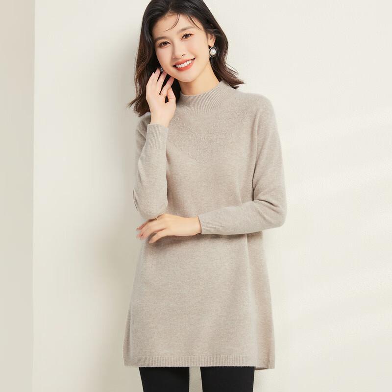 

Jinju Women s 100% Merino Wool Semi-High Neck Mid-Length Sweater XL
