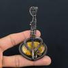 Natural Fossil Coral Gemstone Handmade Copper Wire Wrap Guitar Pendant 3.1 G8f59