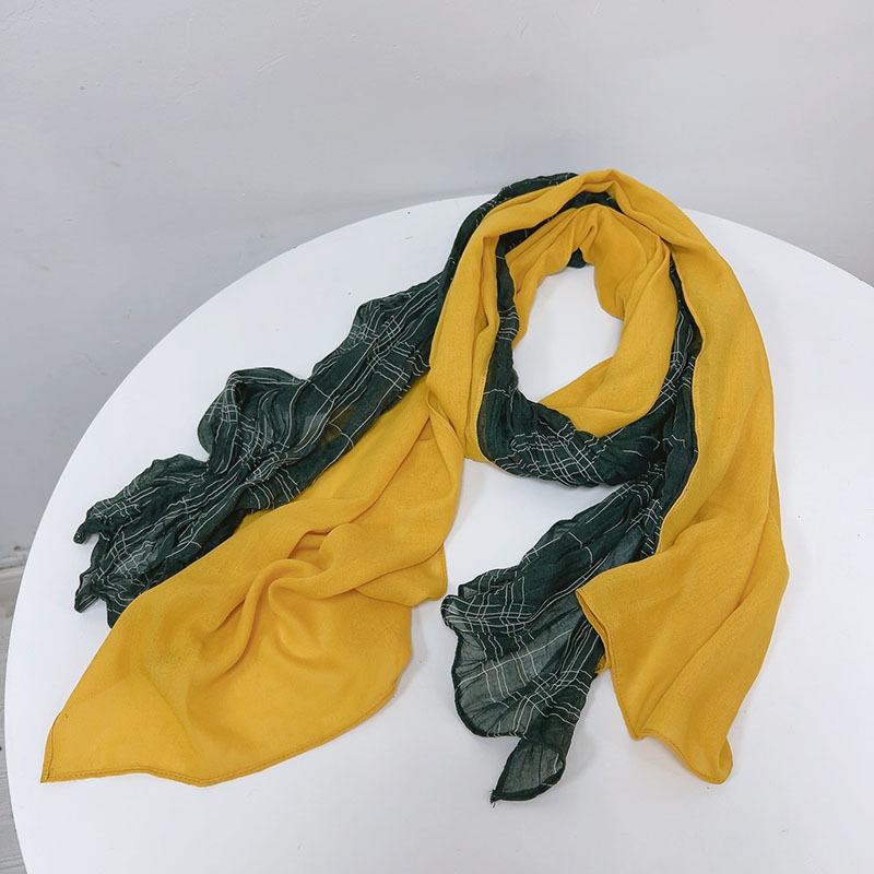 

Новый Винтажный Хлопково-Льняной Лоскутный Контрастный Японский Женский Шарф Стильный Теплый Плиссированный Осенне-Зимний Шарф Шаль 75x190cm